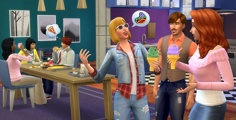The Sims 4 Cool Kitchen Stuff Pack eating ice cream