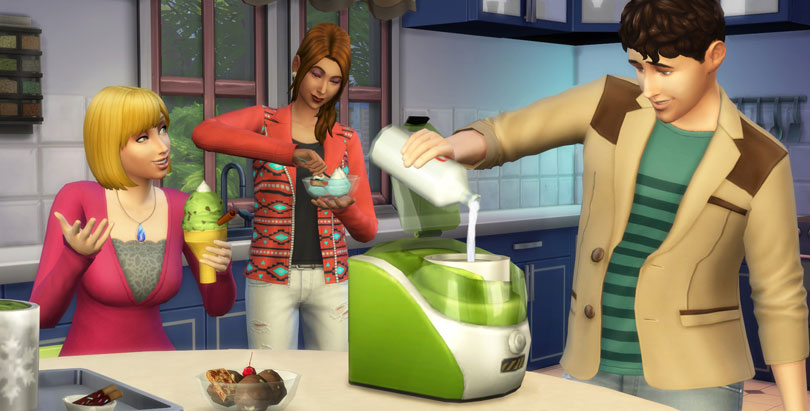 The Sims 4 Cool Kitchen Stuff Pack making ice cream