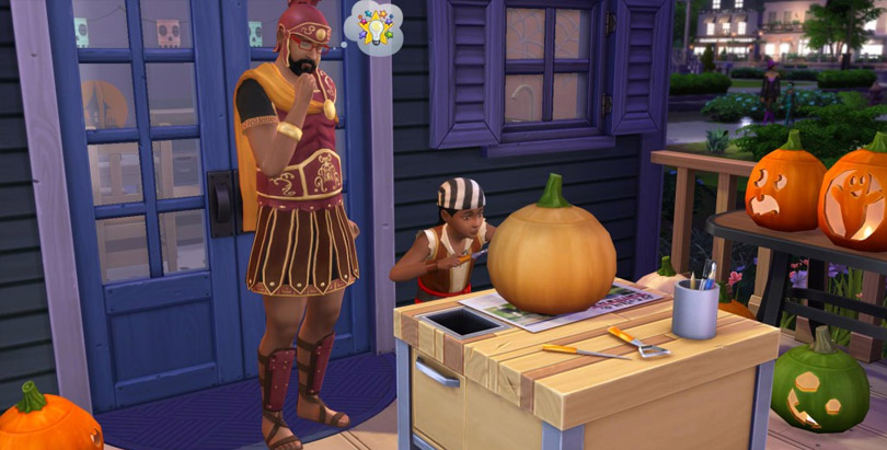 The Sims 4 Spooky Stuff Pack pumpkin carving