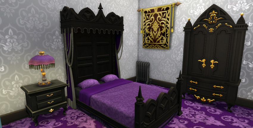 Old fashioned bedroom. You can change the bed in 12 different colors. 
