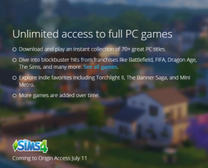 free origin account with sims 4 expansion packs