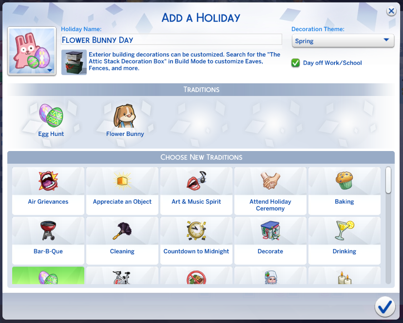 Creating & Completing Holidays and Traditions Sims Online