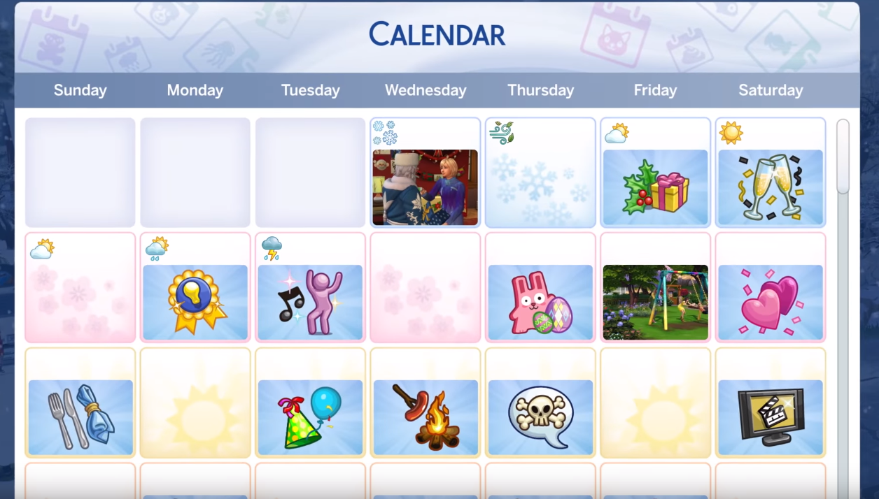 Sims 4 Calendar Ideas